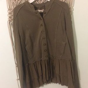 button up army style top